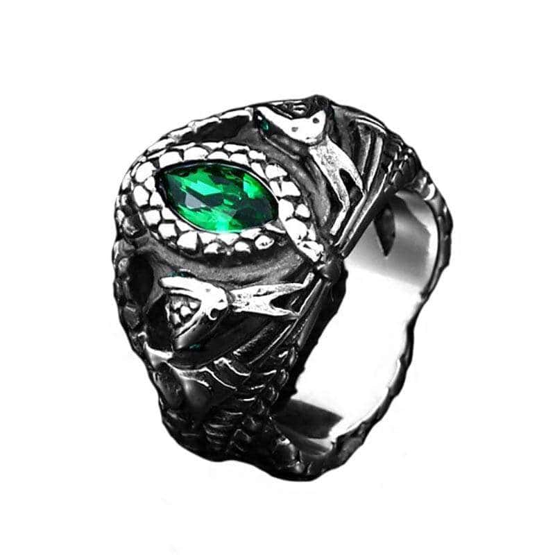 Slange Ring Smaragd (Stål)