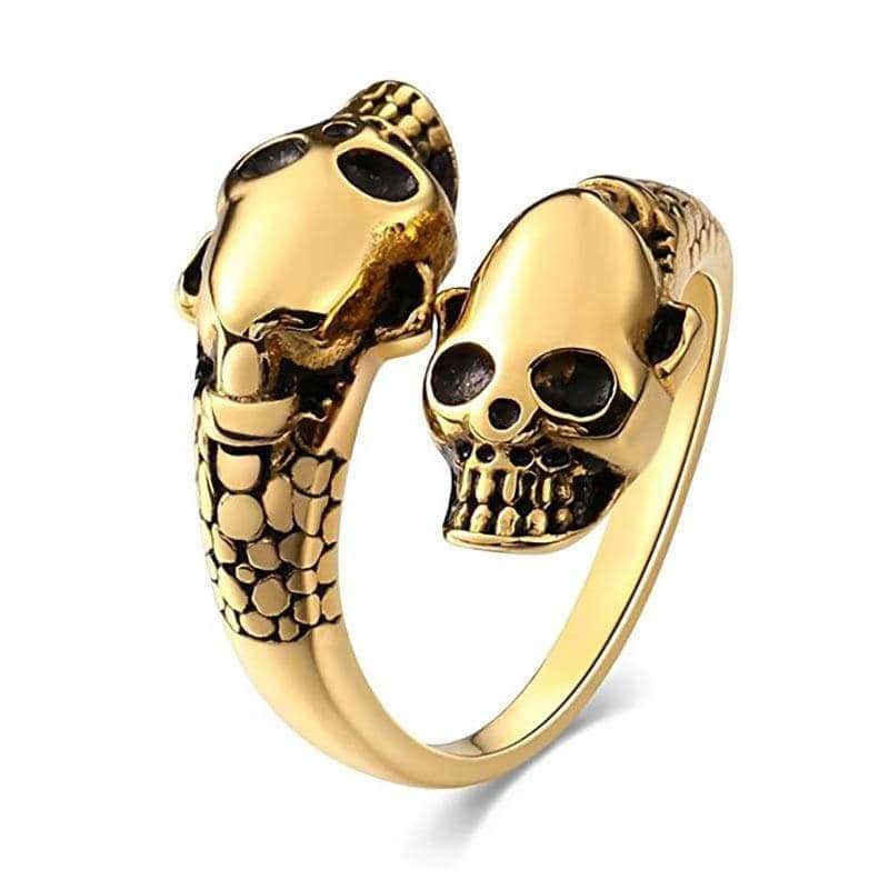 Slange Ring Gul Guld Kranium (Stål)