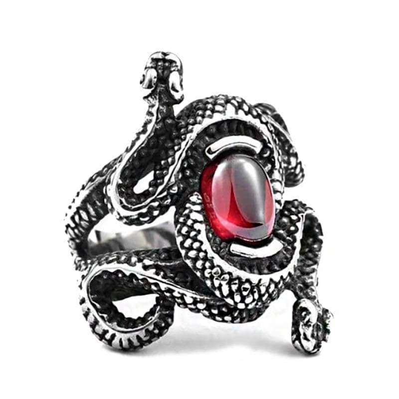 Slange Ring Rød Gemme (Stål)