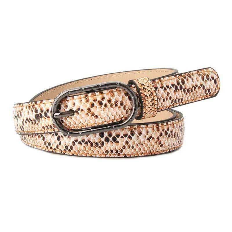 Bælte Med Slange Vintage Beige (Skind)