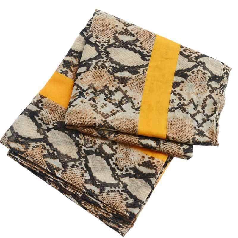 Slange Tørklæde Beige Og Gul